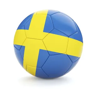 3d rendering of Sweden soccer football ball with Swedish flag isolated on white background 3d rendering of Sweden soccer football ball with Swedish flag isolated on white background