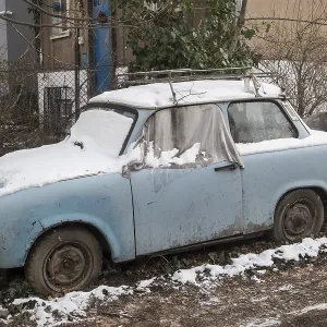 Abandoned and crumbling Trabant car Abandoned and crumbling Trabant car