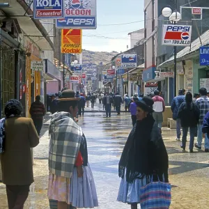 Advertising signs, people, woman