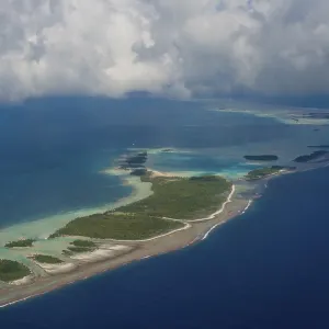 Aerial of the blue lagoon in Rangiroa Aerial of the blue lagoon in Rangiroa