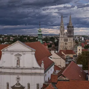 Aerial Panorama View of Zagreb from Lotrscak Tower Aerial Panorama View of Zagreb from Lotrscak Tower