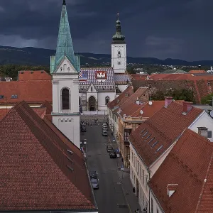 Aerial Panorama View of Zagreb from Lotrscak Tower Aerial Panorama View of Zagreb from Lotrscak Tower
