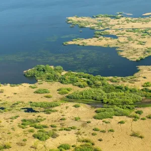 Aerial photograph of Lake Duemmer with reed zone