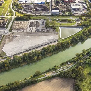 Aerial view, Bucholtwelmen-West industrial estate with R-rock Niederrhein wet processing plant of HDB Recycling GmbH