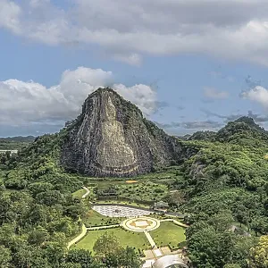 Aerial view, Buddha on the mountain Aerial view, Buddha on the mountain