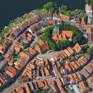 Aerial view, city center, Molln Aerial view, city center, Molln