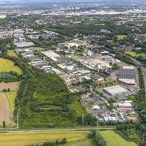 Aerial view, Duisburg-West, commercial area HochstraBe