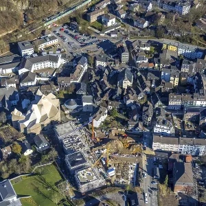 Aerial view, futuristic building cath