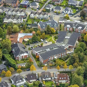 Aerial view, Hewag retirement home and Protestant kindergarten in the residential area In den Elsen