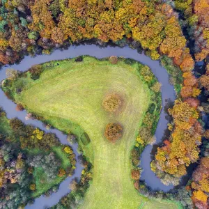 Aerial view of the Hunte in autumn
