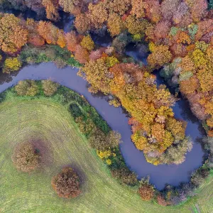 Aerial view of the Hunte in autumn Aerial view of the Hunte in autumn