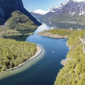 Aerial view of lake Lovatnet (or: Loenvatnet)