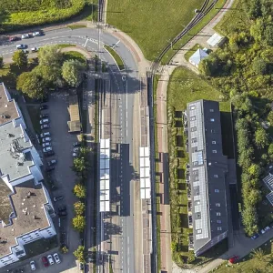 Aerial view, light rail, Lohmannshofschleife Aerial view, light rail, Lohmannshofschleife