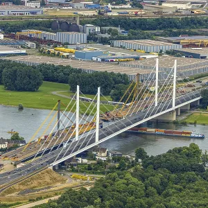 Aerial view, motorway A40 Rhine bridge Neuenkamp