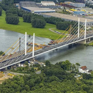 Aerial view, motorway A40 Rhine bridge Neuenkamp