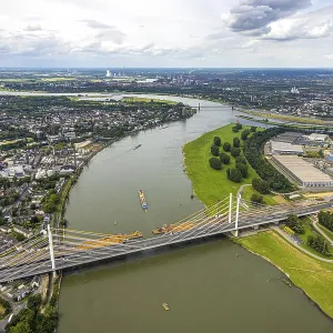 Aerial view, motorway A40 Rhine bridge Neuenkamp