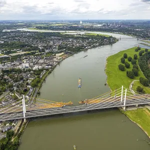 Aerial view, motorway A40 Rhine bridge Neuenkamp