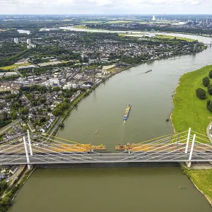 Aerial view, motorway A40 Rhine bridge Neuenkamp