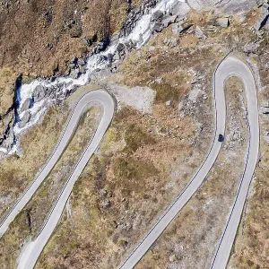 Aerial view of mountain pass road over the Vikafjell Aerial view of mountain pass road over the Vikafjell