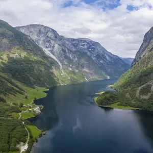 Aerial view, Naeroyfjord, Aurland