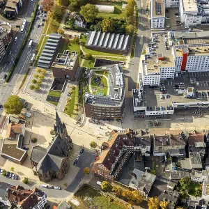 Aerial view, new building Europagarten with construction site and Europaplatz