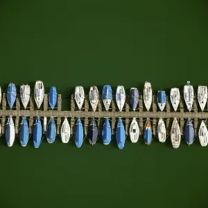 Aerial view, pier for sailboats Aerial view, pier for sailboats
