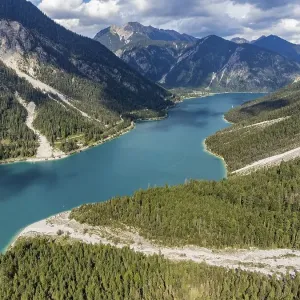 Aerial view of Plansee, Reutte