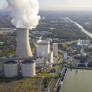 Aerial view, Trianel coal-fired power plant Lunen