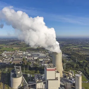 Aerial view, Trianel coal-fired power plant Lunen
