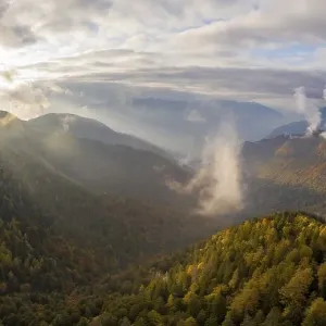 Aerial view over the Valle dArbedo in autumn Aerial view over the Valle dArbedo in autumn