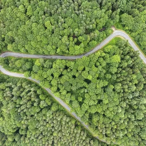 Aerial view, top down view, country road Aerial view, top down view, country road