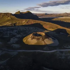 Aerial view, volcanic crater Stutur Aerial view, volcanic crater Stutur