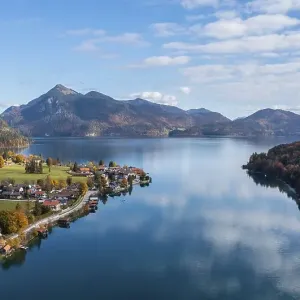 Aerial view, Walchensee mountains in autumn