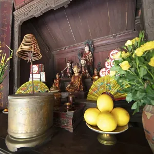 Altar in the Buddhist Thay Temple or Chua Thay or Master Temple Altar in the Buddhist Thay Temple or Chua Thay or Master Temple