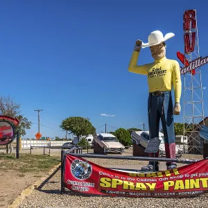 Amarillo, TX, USA - Sept 18, 2022: The Cadillac Ranch Amarillo, TX, USA - Sept 18, 2022: The Cadillac Ranch