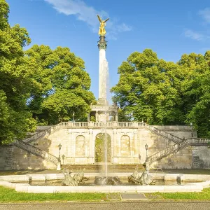 Angel of Peace Friedensengel Monument and Fountain on Summer Day