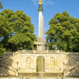 Angel of Peace Friedensengel Monument and Fountain on Summer Day