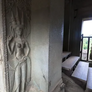 Angkor Wat, bas-relief in temple detail Cambodia