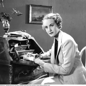 Anne-Marie Brunius at Writing Desk, 1930s Print