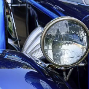 Detail of antique blue car in perfect condition Detail of antique blue car in perfect condition