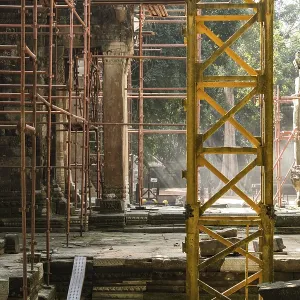 Archaeological site and renovation in Ta Prohm Temple