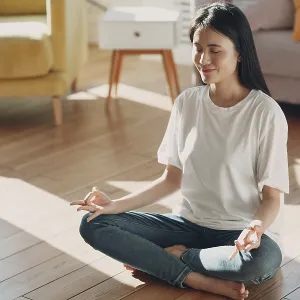 Asian woman doing yoga