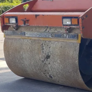 Asphalt roller, close-up Asphalt roller, close-up