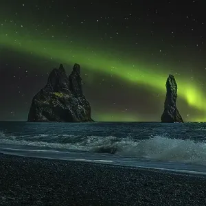 Aurora Borealis over the sea in Iceland Aurora Borealis over the sea in Iceland