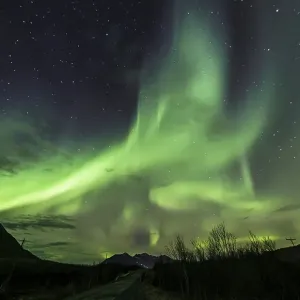 Aurora borealis at Tromvik, Norway, Europe Aurora borealis at Tromvik, Norway, Europe