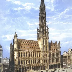 Authentic 1900 Brussels City Hall Print Authentic 1900 Brussels City Hall Print