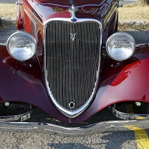 Automobile, front grill of a vintage car