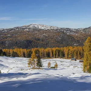 Autumn atmosphere, first snow on the mountains Autumn atmosphere, first snow on the mountains