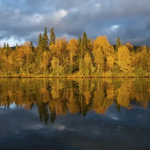 Autumn landscape, Mirroring, Kvikkjokk Delta