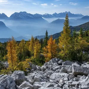 Autumn landscape with mountain peaks of the Dolomites Autumn landscape with mountain peaks of the Dolomites